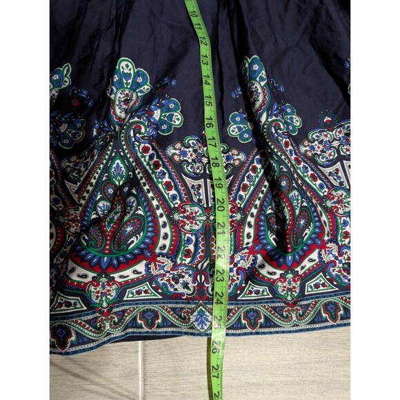 Talbots Skirt Womens Size 12 Pleated Knee Length Boho Paisley Lined Blue N97 - Picture 4 of 7